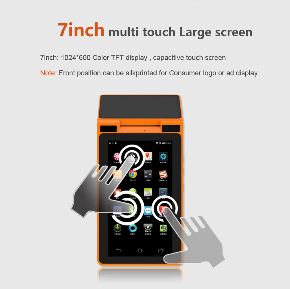 ZKC PC900S Android pos-терминал с бесплатной поддержкой SDK 3G WIFI Bluetooth NFC и RFID считыватель