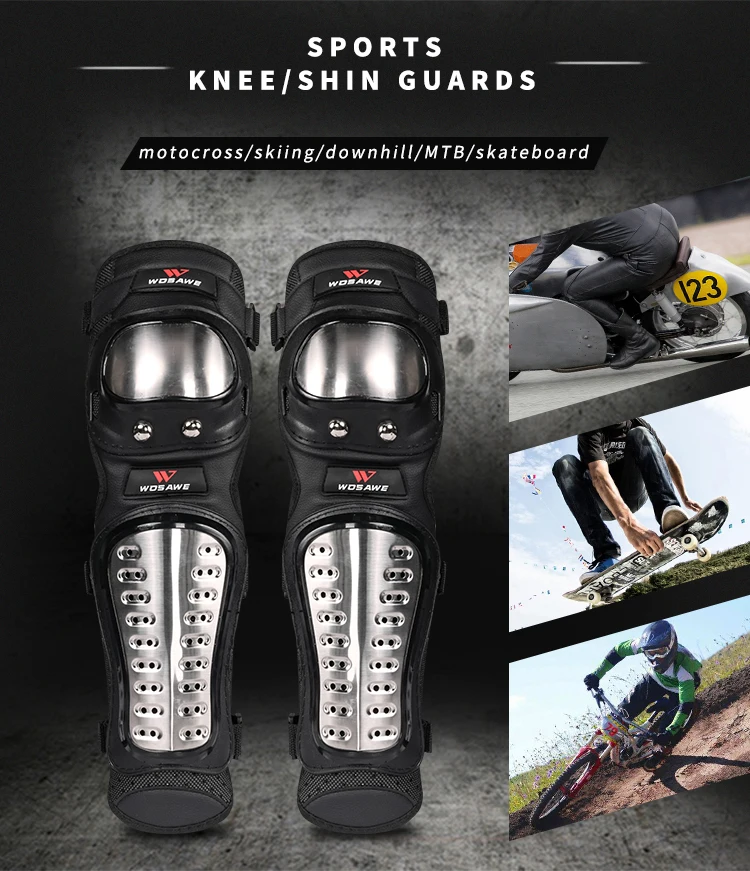 

WOSAWE Motorcycle Knee Protector Stainless Steel Moto Elbow Knee Pads Motocross Racing Protective Gear Protector Guards Kit