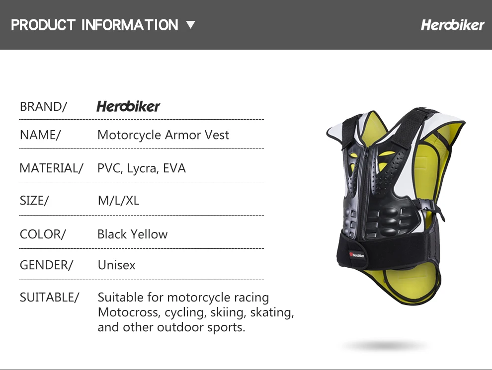 HEROBIKER мужской женский мотоциклетный жилет для мотокросса жилет унисекс мотоциклетный Броня мото Защитное снаряжение жилет протектор