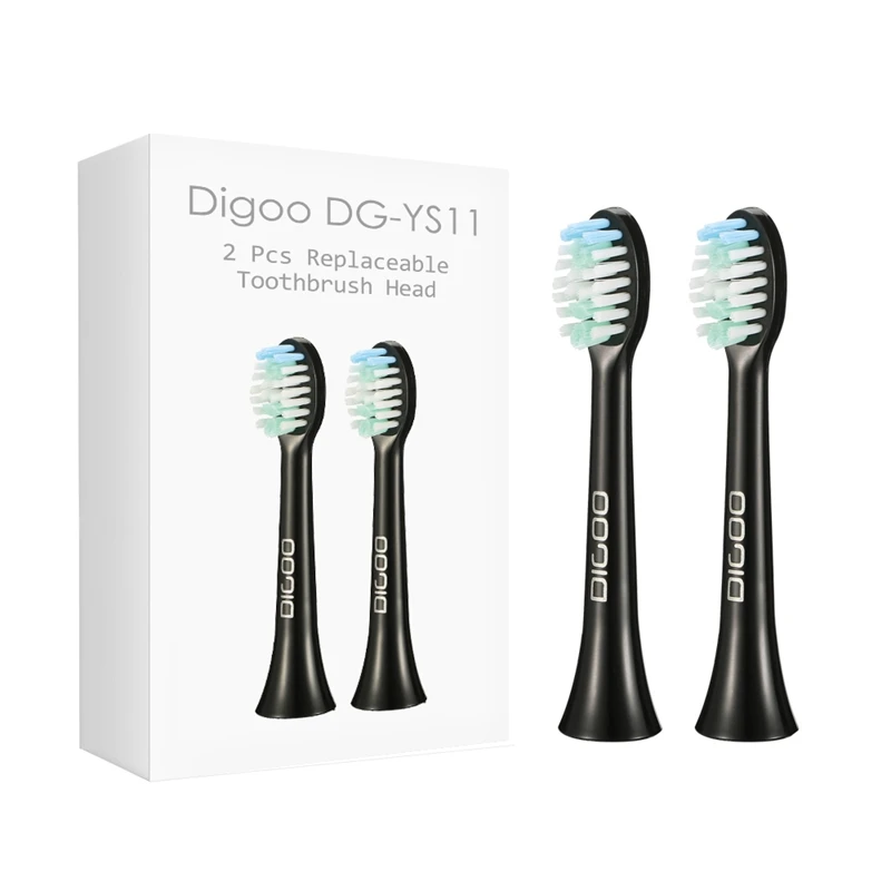 Черный 2Pcs DG-YS11 5 Brush Modes Sonic-Electric Toothbrush Heads Black& White Bathroom Tooth Brush Cleaning Wash Sets Accessories - Цвет: Черный