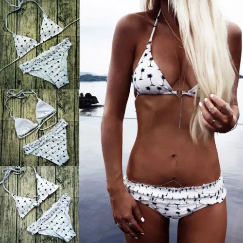 Хит продаж Женский комплект бикини с подкладкой пуш ап купальник принтом