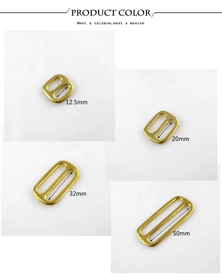 4pcs Meetee Solid Brass Tri-ring Slide Adjustable Buckle 13/16/20/25/32/38/50mm Backpack Webbing Straps Bag Sewing Accessories