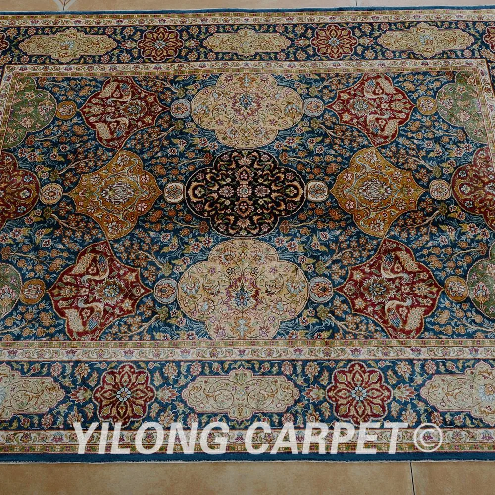 Yilong 3 'x 4' Античный Восточный темно-синий Древо жизни ковер изысканные