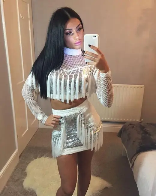 Новые роскошные пикантные с длинным рукавом блестки кисточкой Для женщин модное