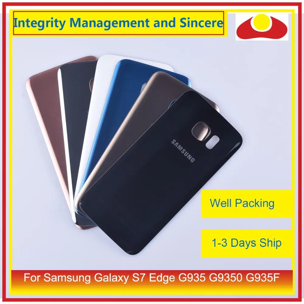 10 шт./лот для Samsung Galaxy S7 Edge G935 G9350 G935F SM корпус батарейного отсека задняя стеклянная