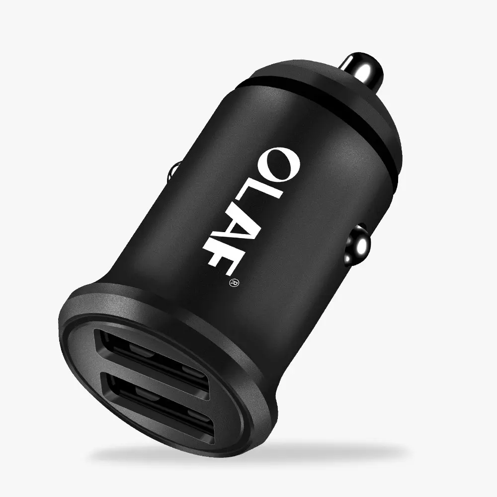black Олаф двойной Переходник USB для зарядки в машине 4.8A мини металлическое автомобильное зарядное устройство для мобильного телефона автомобильное USB зарядное устройство автоматическая зарядка 2 порта для samsung iPhone - Тип штекера: black