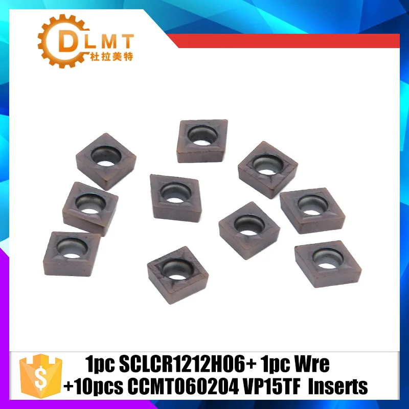 1 шт. SCLCR1212H06 держатель токарного инструмента + карбидные вставки 10 CCMT060204 VP15TF с