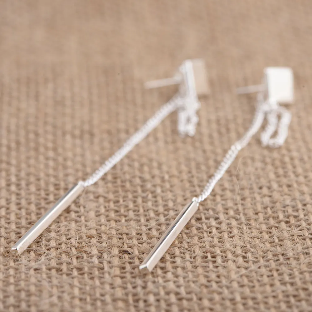 925 Серебряные серьги для Для женщин Изделия площадь S925 стерлингового серебра букле d'oreille длинной кисточкой серьги