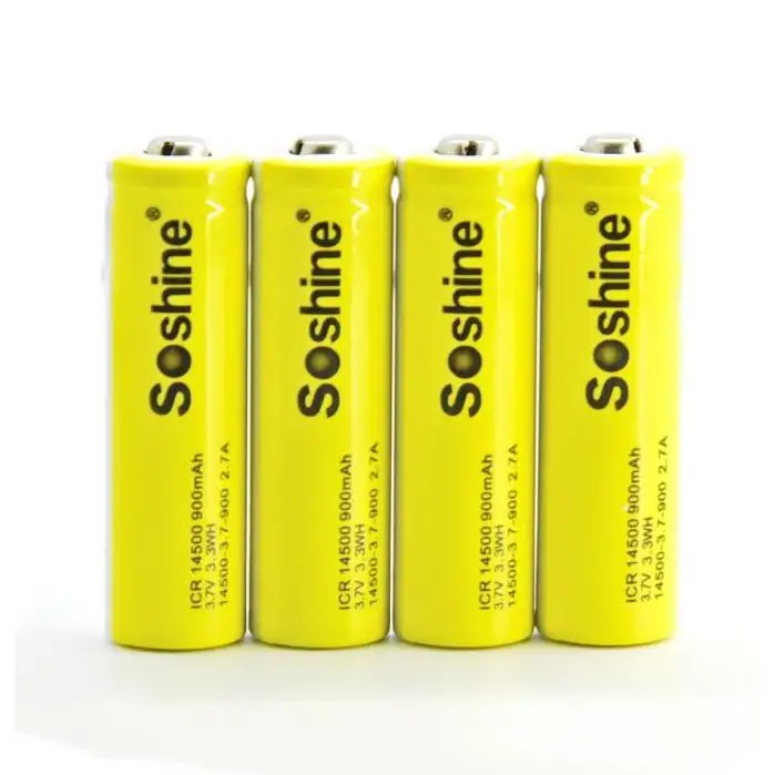 4x оригинальный Soshine 3 7 v 14500 AA 900mAh перезаряжаемая батарея с батареей чехол |