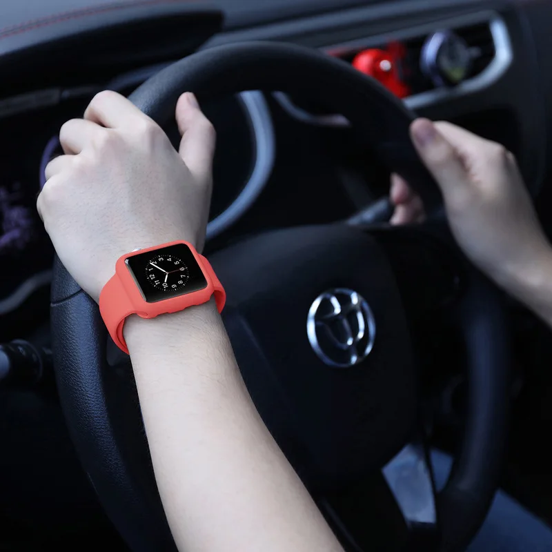 Мягкий силиконовый чехол для Apple Watch 3 2 1 38 мм 42 мм полный защитный чехол бампер для iWatch 5 4 44 мм 40 мм чехол для часов Броня