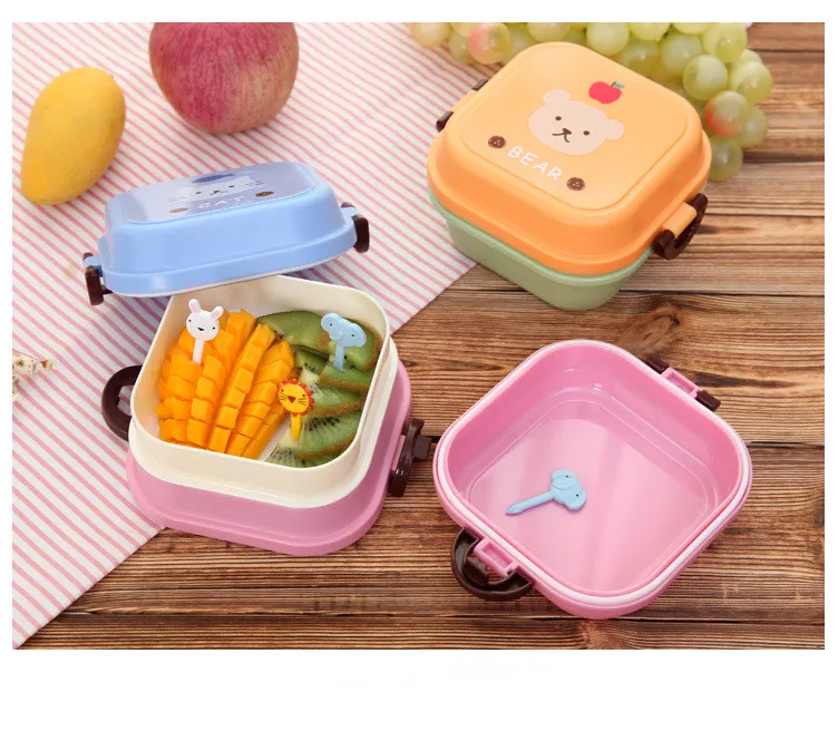 1 шт. симпатичный двухслойный пластиковый Ланч Бенто бокс высокотермостойкий