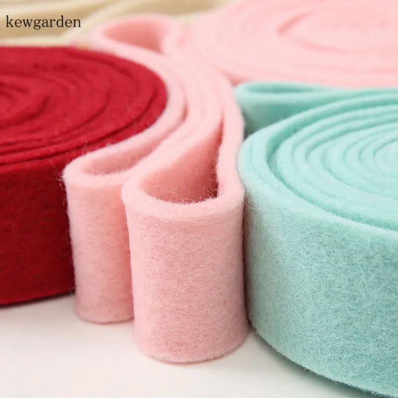 Kewgarden Handmade Tape Wool Felt Fabric Ribbons DIY Bowknot Flower Ribbon 50MM 2&quot Accessories Gift Bouquet 5 Meters | Дом и сад