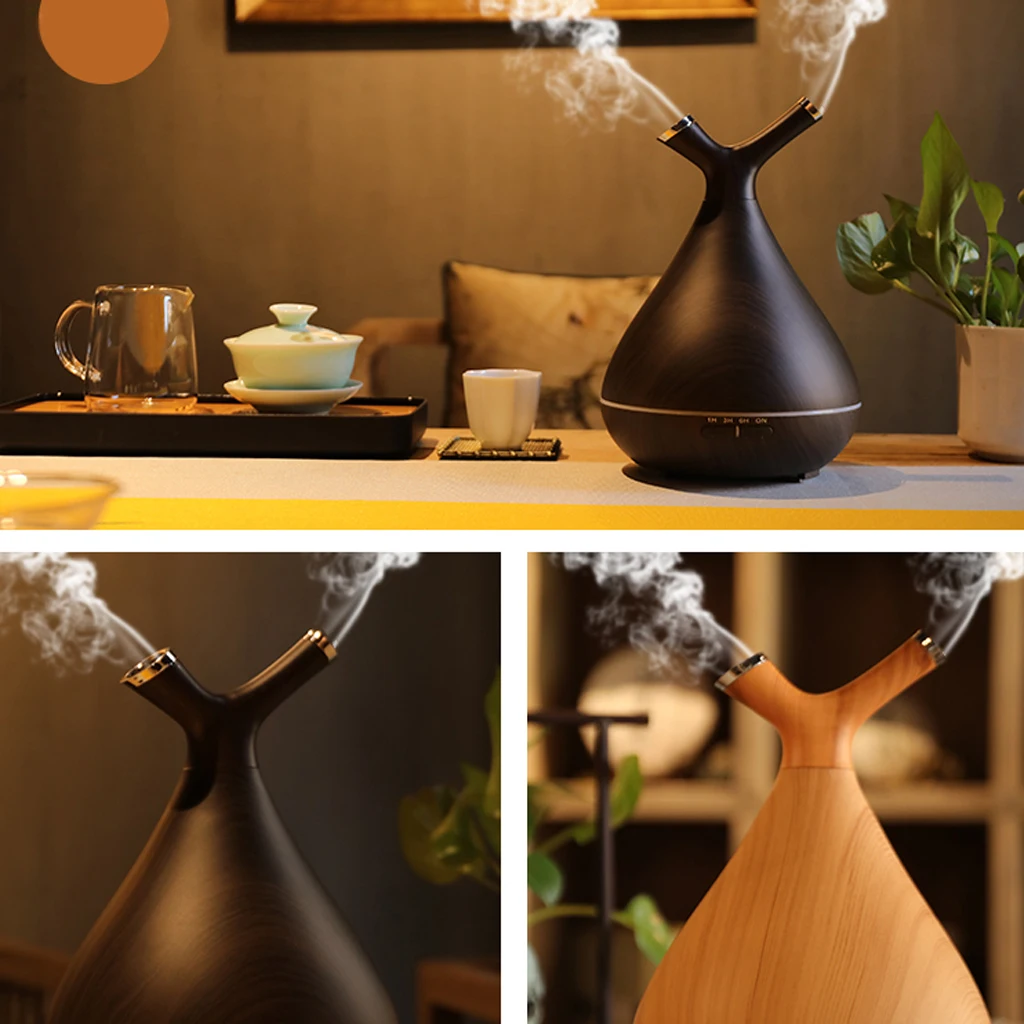 400ML Aromatherapy Essential Oil Aroma Diffuser With Wood Grain 7 Color LED Light For Home Office EU Plug | Дом и сад