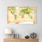 Картина на холсте с изображением карты мира в античном стиле, в стиле ретро