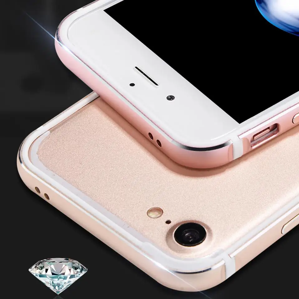 Роскошный Алюминиевый+ резиновая рамка для iphone 7 мягкий металлический чехол+ силиконовый бампер для iphone 7 Plus SE 5 5S 6 6s 7 8 чехлы для телефонов