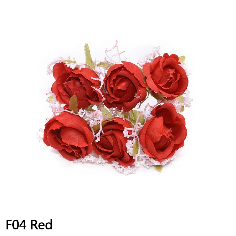 F04 Red 12 шт./лот, искусственный кружевной материал, букет роз, искусственный цветок из пенопласта, сделай сам, Плетенный венок, украшение для свадьбы, дома - Цвет: F04 Red