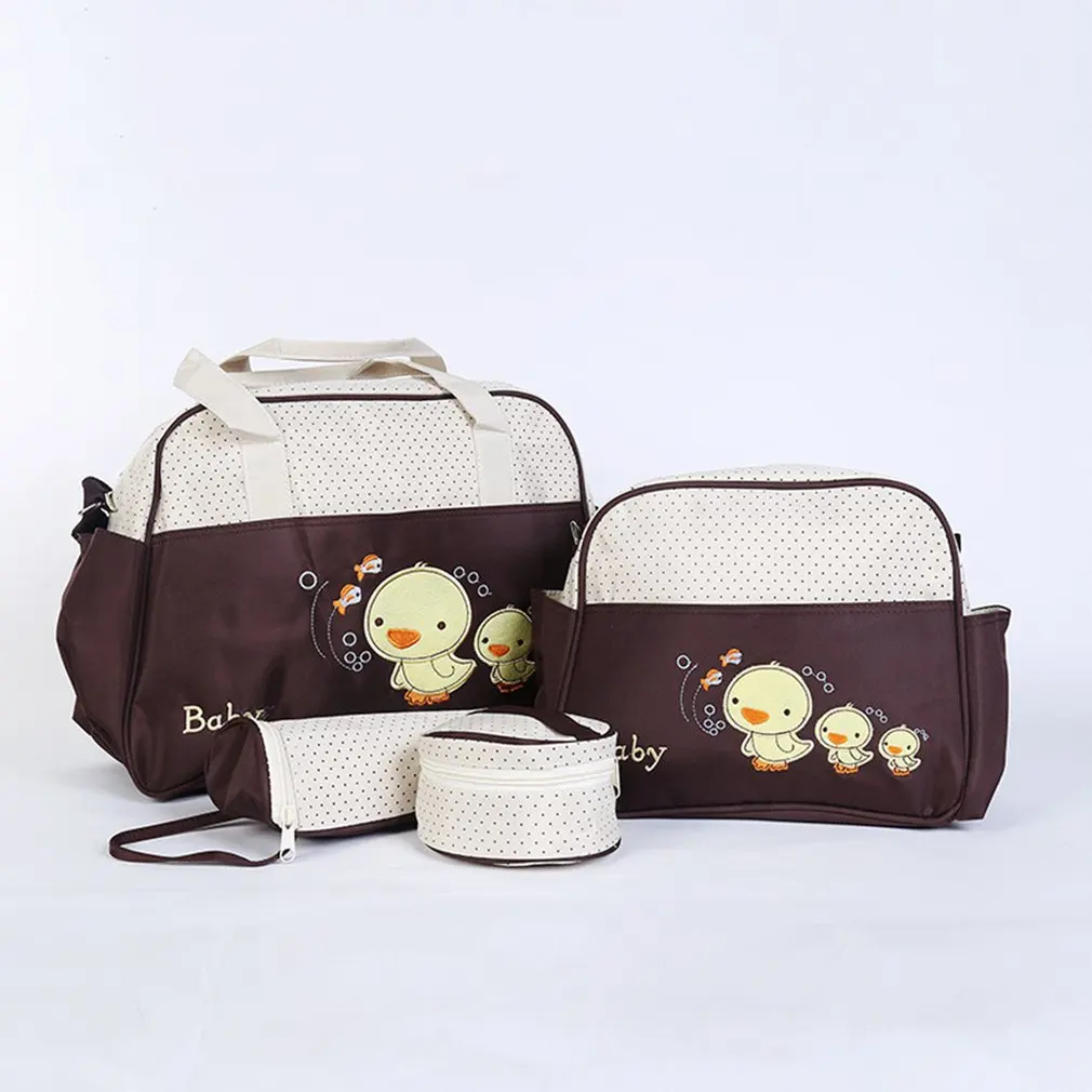 

4pcs/Set Large Capacity Mummy Bag Multifunctional Fashion Ducks Prints Shoulder Bag Handbag for Pregnant Women Diaper Bag