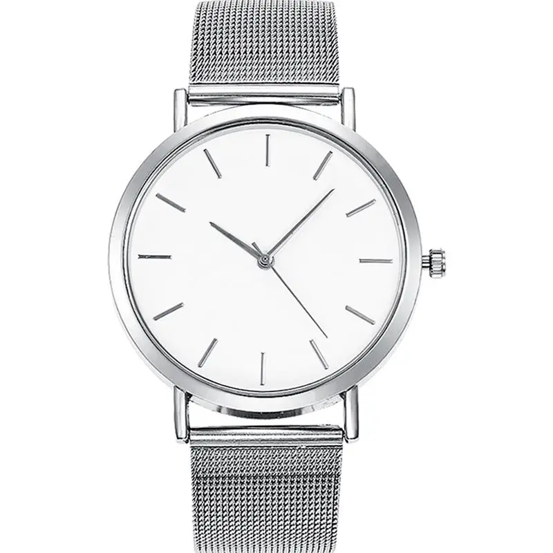 Silver A Fashion Women Black Watches Mesh Band Stainless Steel Quartz Wristwatch Ladies Simple Watches Female Elegant Clock Reloj Mujer - Цвет: Silver A