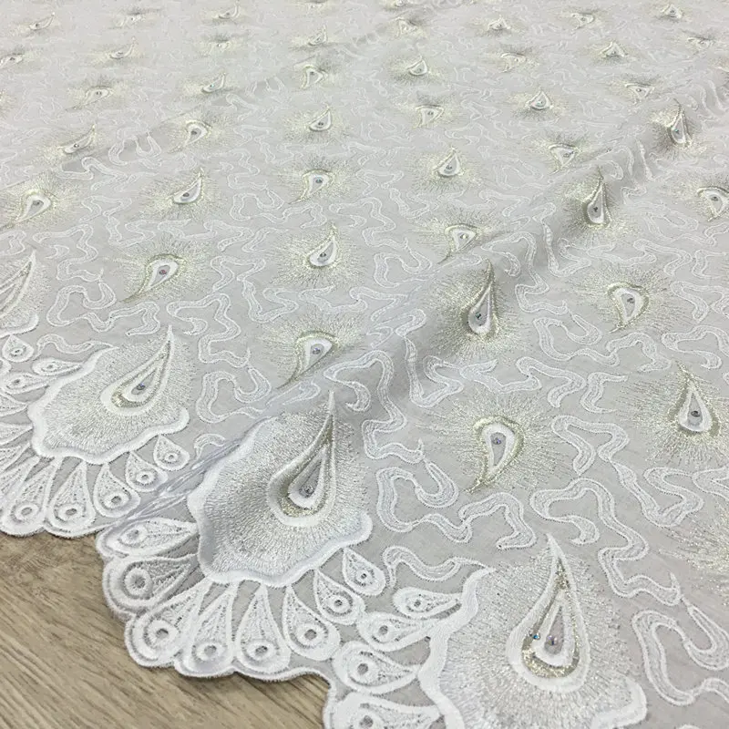 Высококачественная африканская швейцарская хлопковая вуаль кружево 067 чистый