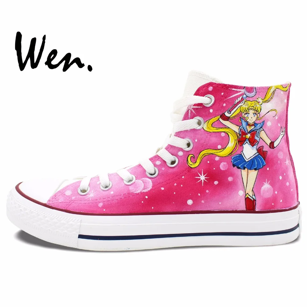 Вэнь розовые аниме ручная роспись кроссовки дизайн на заказ женские мужские