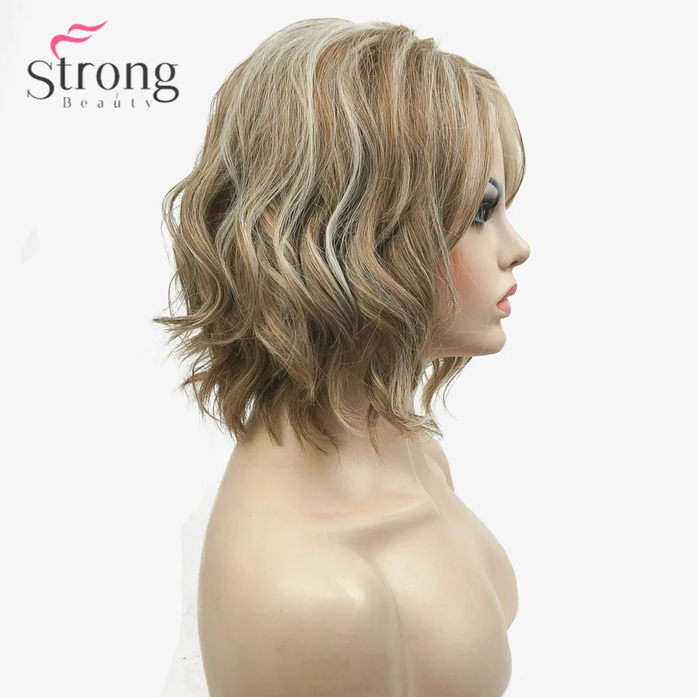 StrongBeauty женский синтетический парик средней длины кудрявый светильник золотой высокий светильник ed/Balayage волосы натуральные парики