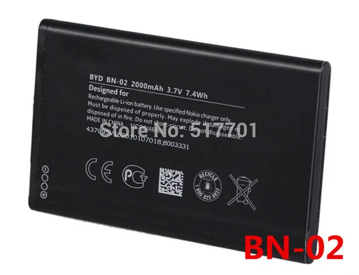 ALLCCX Высокое качество батареи мобильного телефона BN-02 для Nokia XL RM-1030 RM-1042 с лучшей