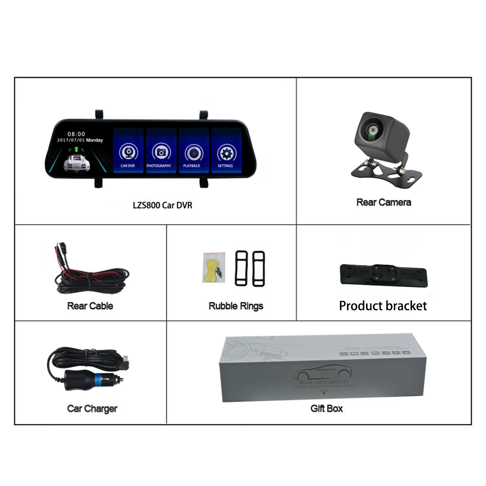 9.35" Full Touch Screen HD Mirror Dash Camera Dual Lens Reversing Backup Cam Car DVR with FHD 1080P Front and 720P Rear | Автомобили и