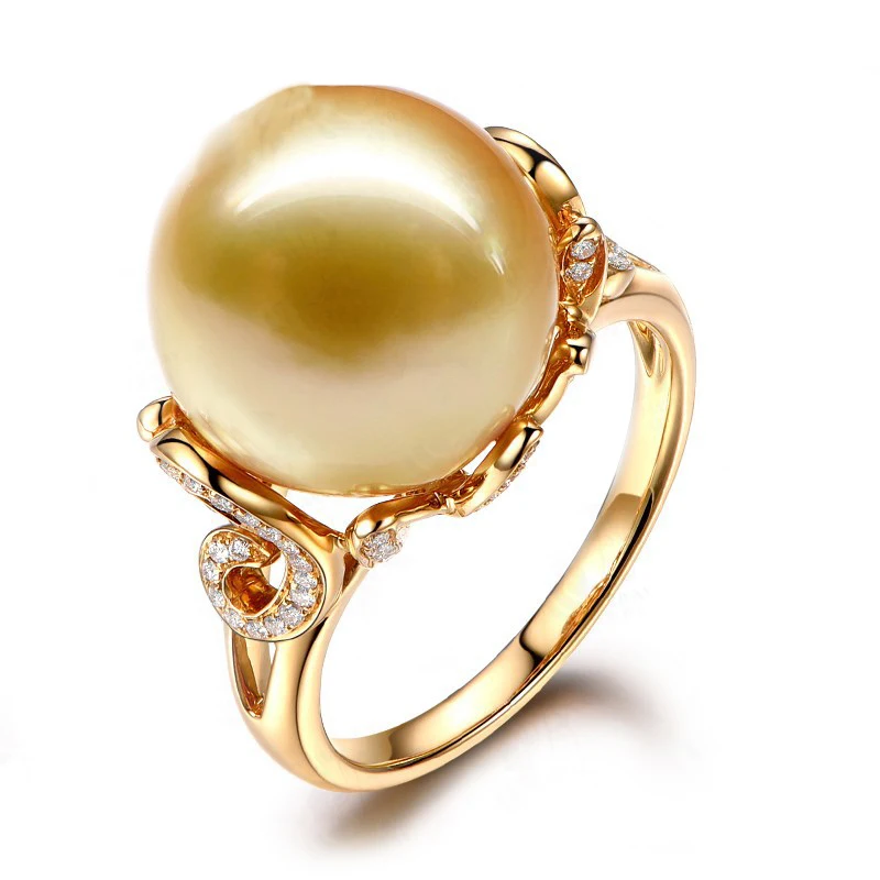 

Classic Shining Stars Glamour Yellow Pearl Zircon Woman Engagement Wedding Ring Gift for a lover Openwork creative design