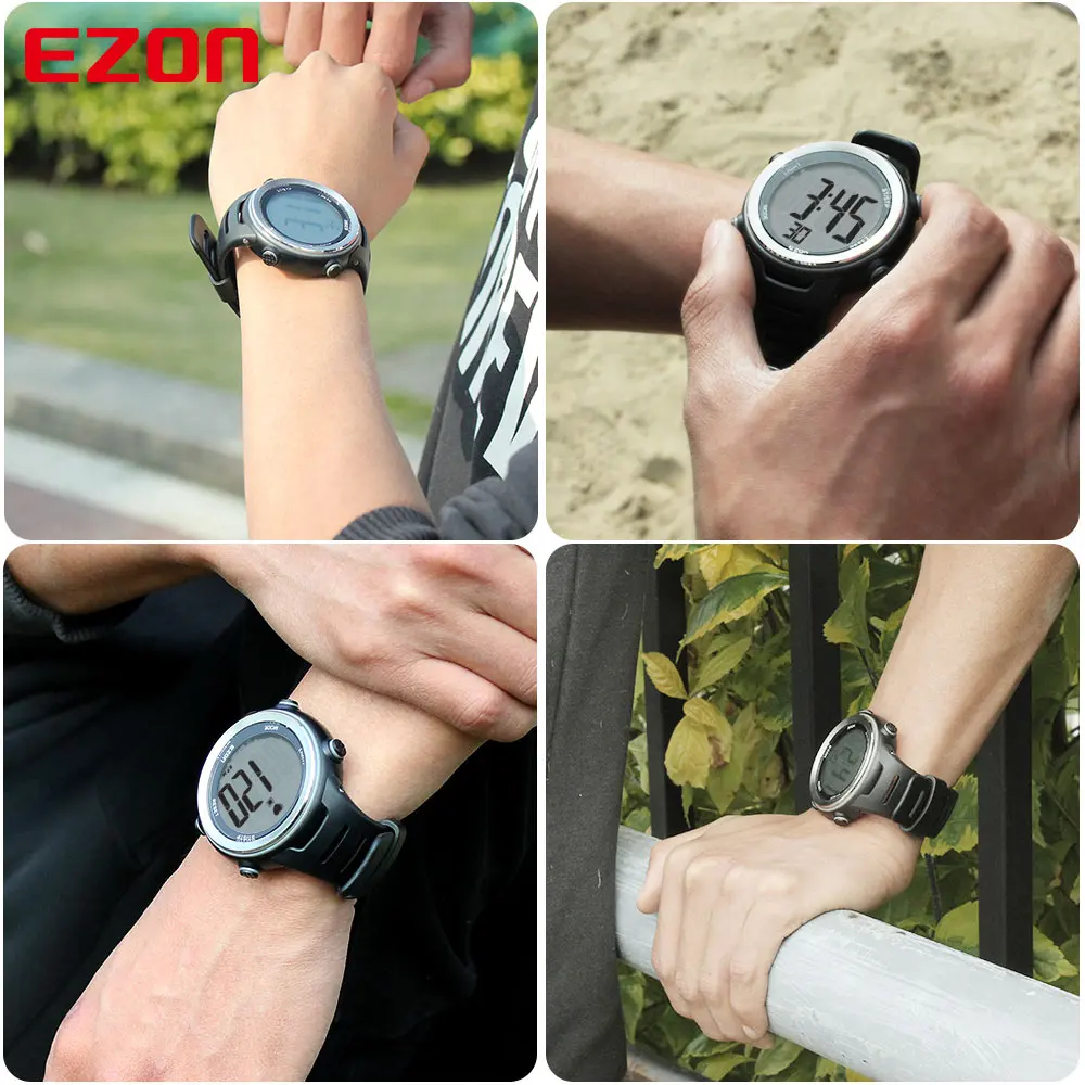 

Men Women Running Digital Watch With Chest Strap EZON T007 Heart Rate Monitor EL Backlight 5ATM Waterproof Alarm Stopwatch Sport