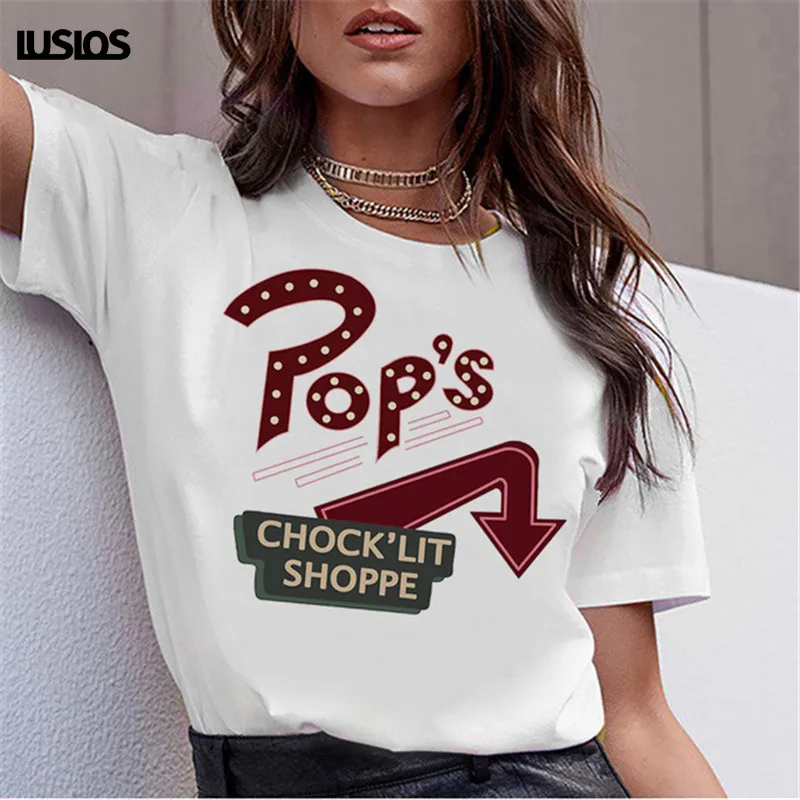 Футболка LUSLOS POP'S chocklit shoppe женская летняя большого размера | Женская одежда