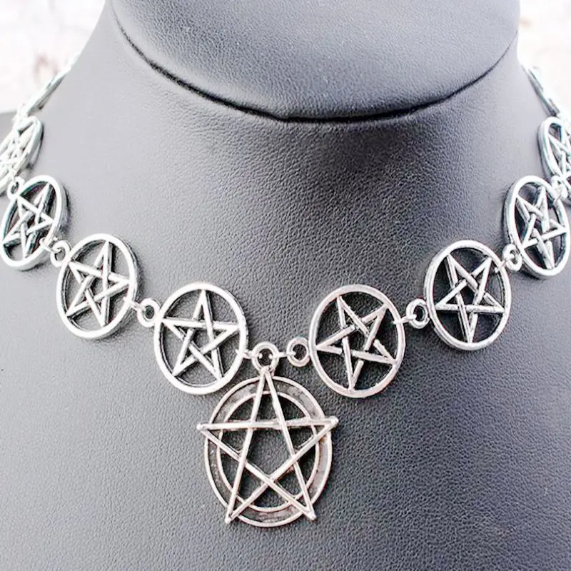 Ожерелье с супернатуральной пятиконечной звездой винтажное серебряное ожерелье