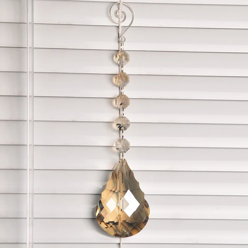 

76mm Champagne Gourd Pendant 10 pcs/set Crystal Prisms For Chandeliers Wedding Hanging Ornaments Party Decorate Accessories