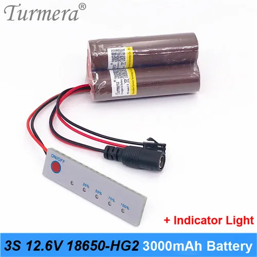 18650 упаковка 3s аккумулятор 18650 hg2 3000mah 10,8 v 12,6 v Аккумулятор для отвертки инструменты батарея и налобный фонарь Подгонянный аккумулятор - Цвет: 3s1p-pack-indicator