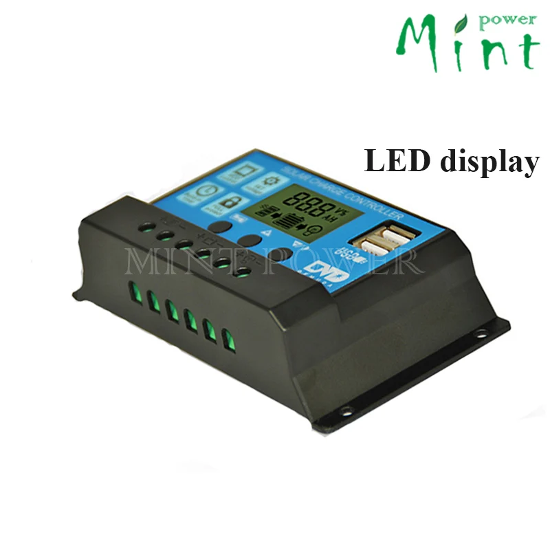 10A 20A 30A 12 V/24 V авто работа ШИМ Солнечный контроллер заряда с ЖК дисплеем двойной 5V 3A