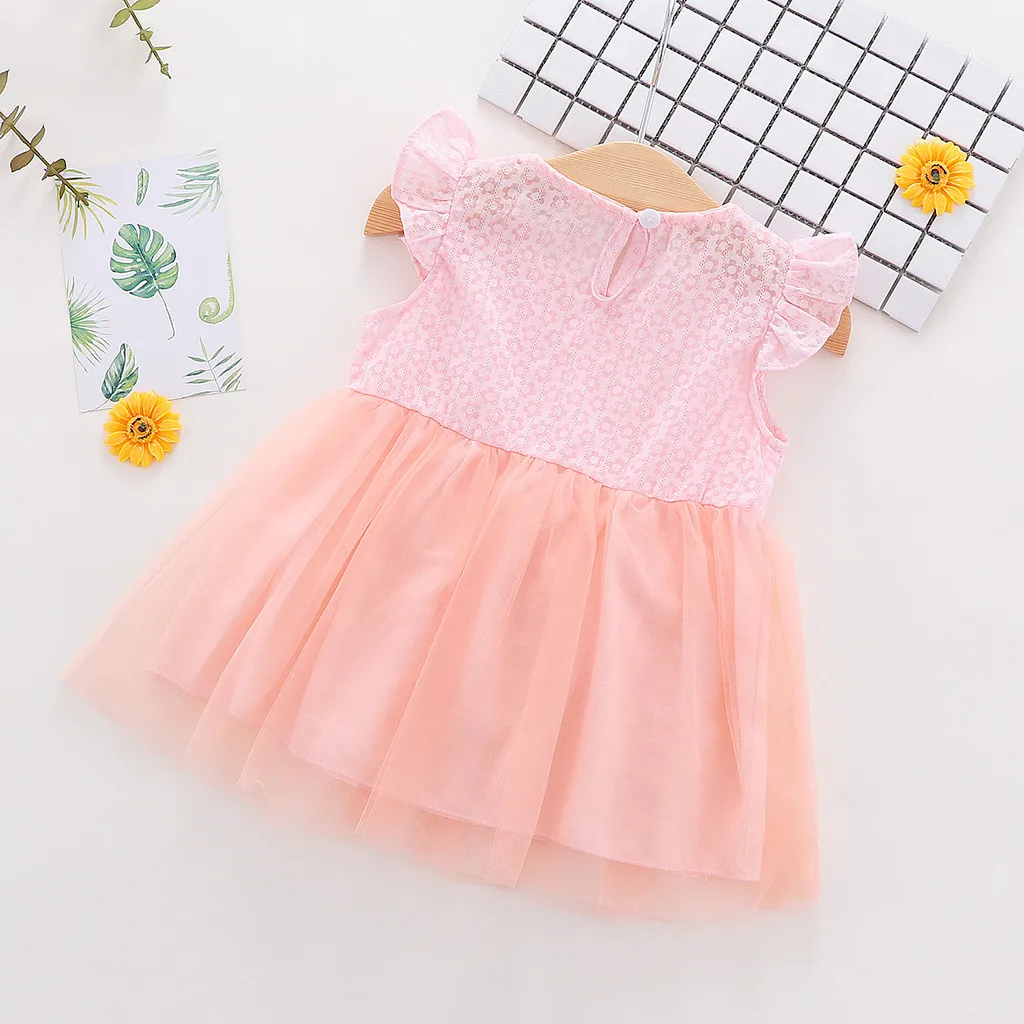 Infant Baby Girls Sleeveless Big Flower Embroidery Tulle Dress Princess Dresses Cute Kids Party for girls | Детская одежда и обувь