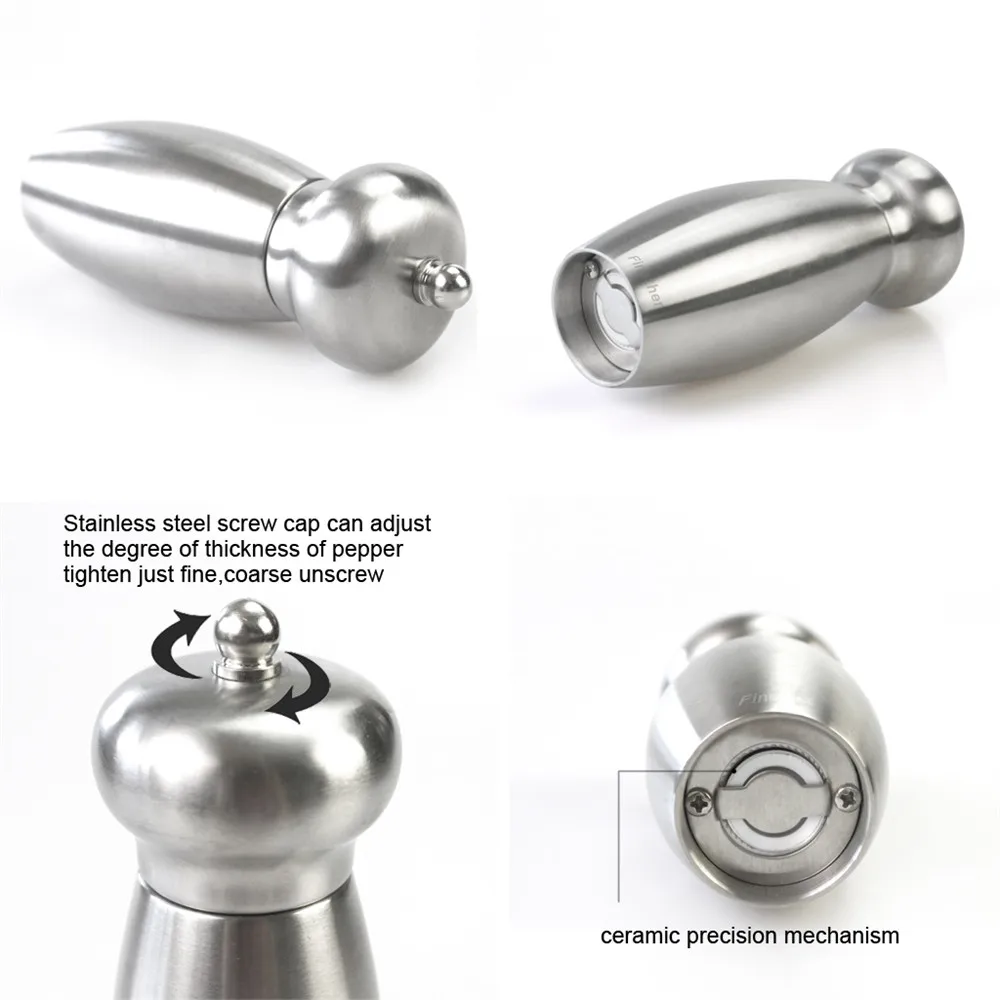 Регулируемая Ручная Мельница Из Нержавеющей Стали Finether 5 7 дюйма серебро 304 пробы