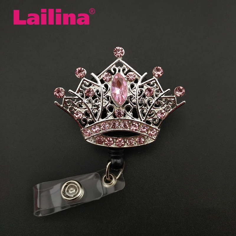 10 шт./лот выдвижной Бейдж в виде короны с розовыми стразами|badges lot|badge crownbadge pink |