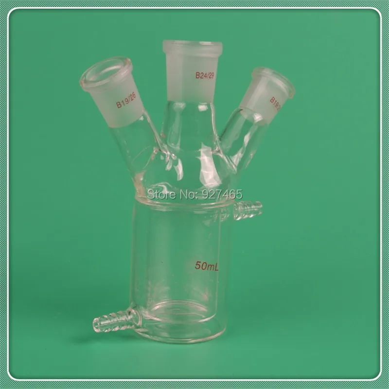 50ml Lab Jacketed Glass Reaction Flask reactor vessel | Канцтовары для офиса и дома