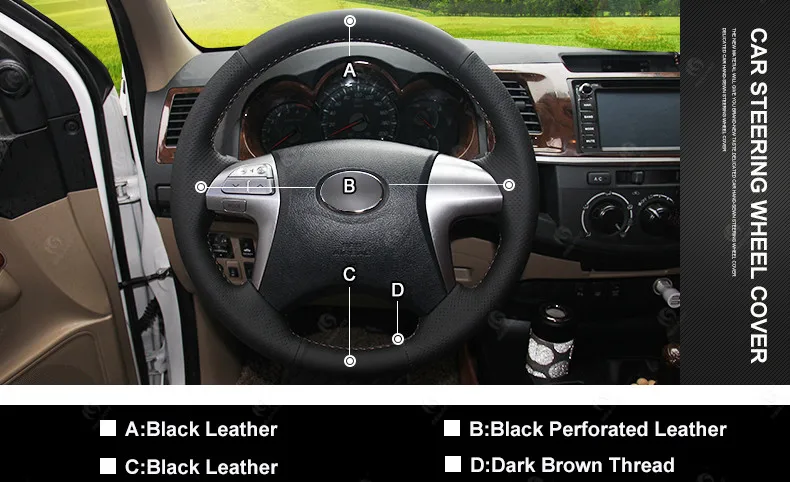 MEWANT черная крышка рулевого колеса автомобиля из натуральной кожи для Toyota Fortuner Hilux 2012 2013 аксессуары для интерьера части