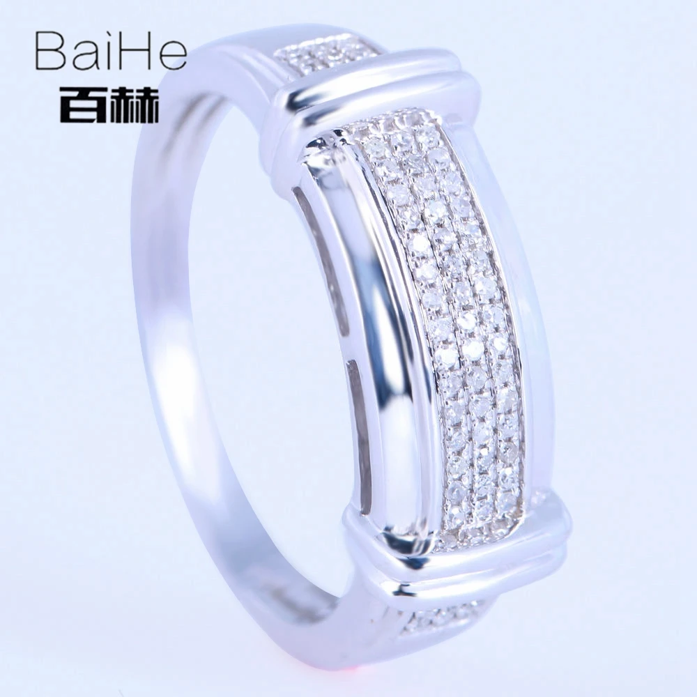 BAIHE Стерлинговое Серебро 925 0.25CT Сертифицированный H/SI круглый вырез натуральные Алмазы обручальные мужские модные ювелирные изделия кольцо