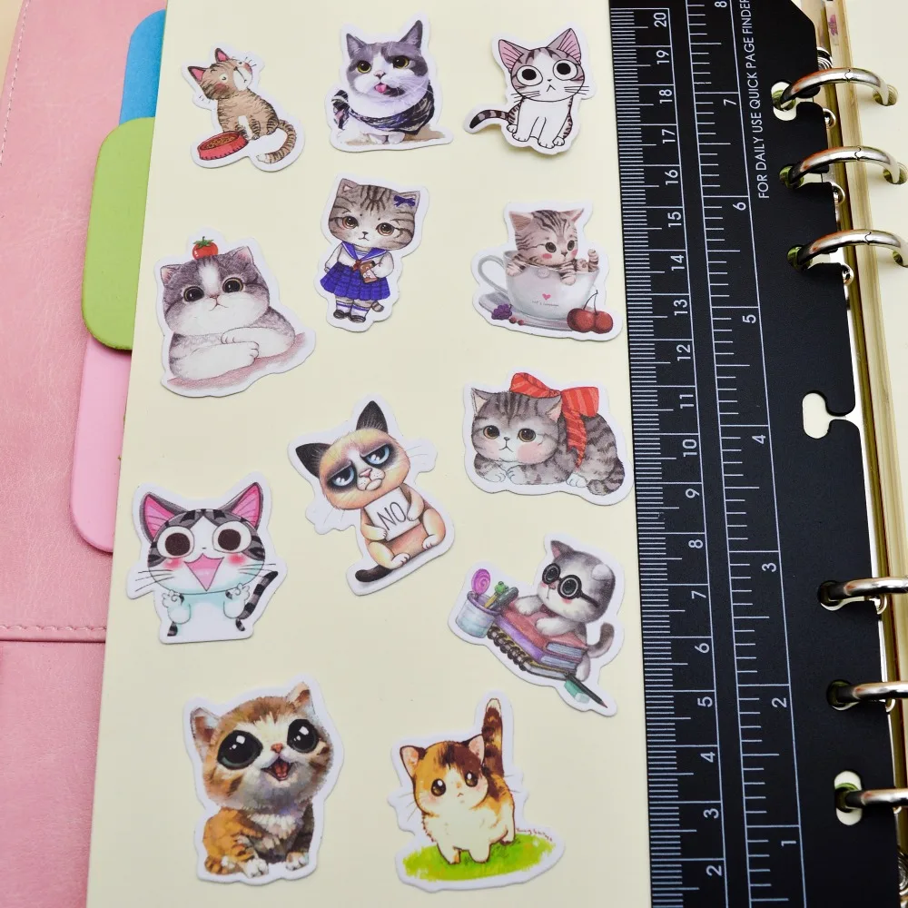 30 шт. Kawaii воды цвет Стиль креативный милый Кот стикер собственн made животных