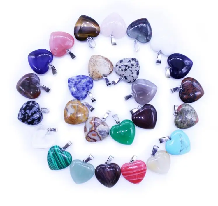 

Wholesale Fashion high quality natural stone mixed charms heart Necklace earrings pendants for diy jewelry making