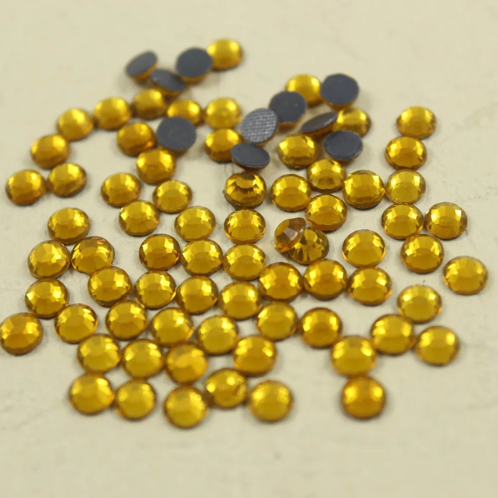 Зазор Кристалл желтый горячей фиксации горный хрусталь сверления плоской задней