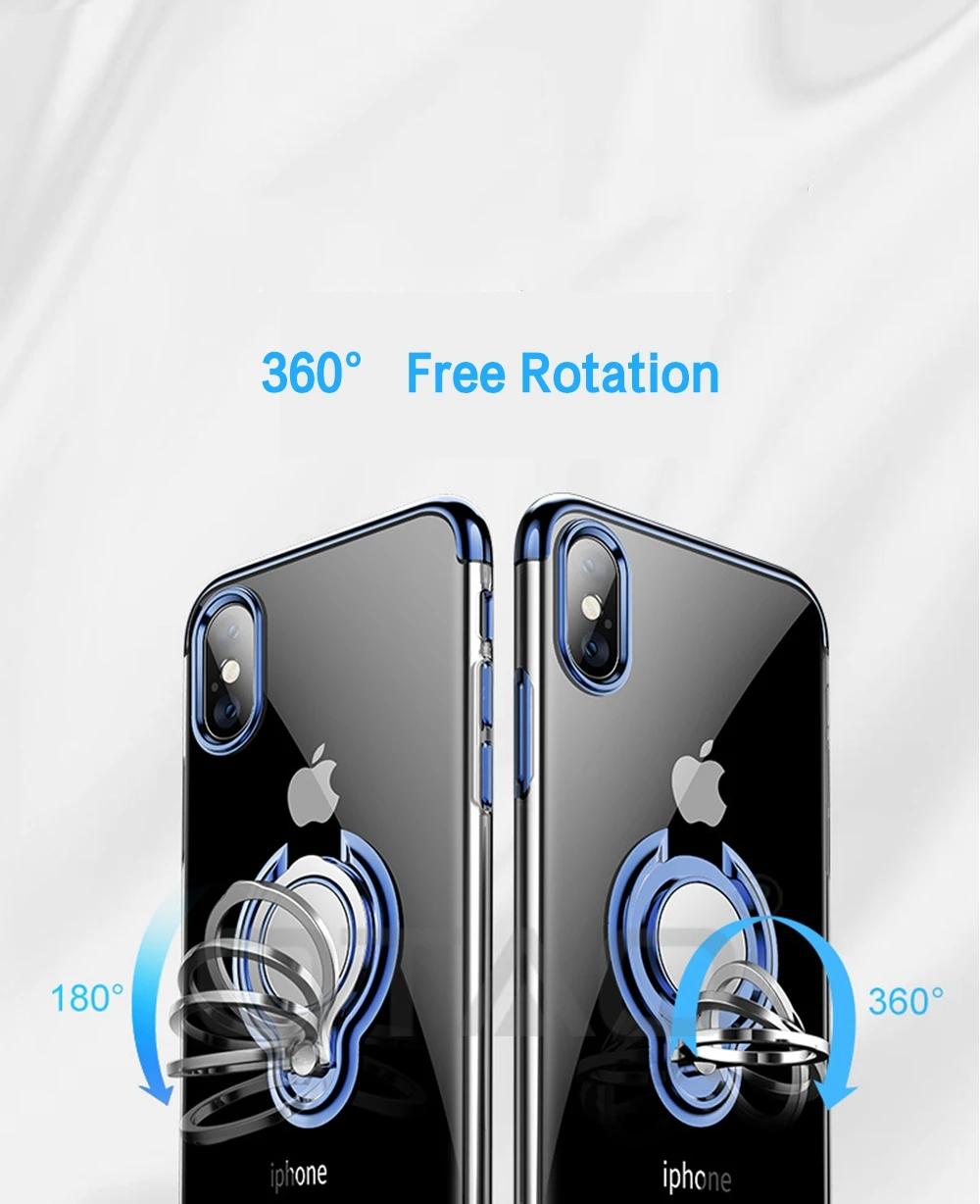 OTAO ультра тонкий прозрачный чехол для телефона для iPhone XS MAX XR X 8 7 6 6S Plus автомобильный Магнитный чехол s чехол с держателем-кольцом для пальца Coque