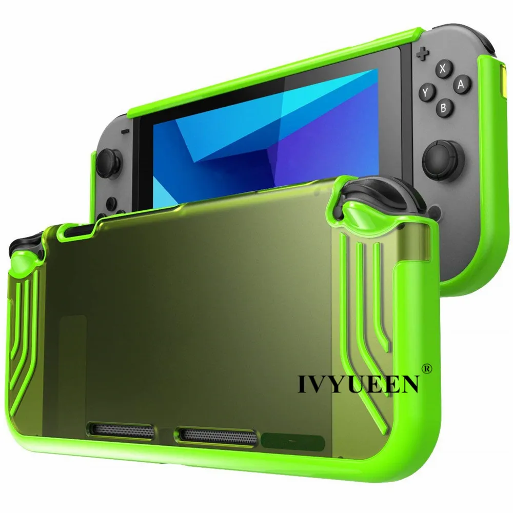 Чехол IVYUEEN для Nintendo Switch Console Premium Тонкий прозрачный гибридный защитный чехол из ТПУ для игровой оболочки-черный/зеленый/фиолетовый