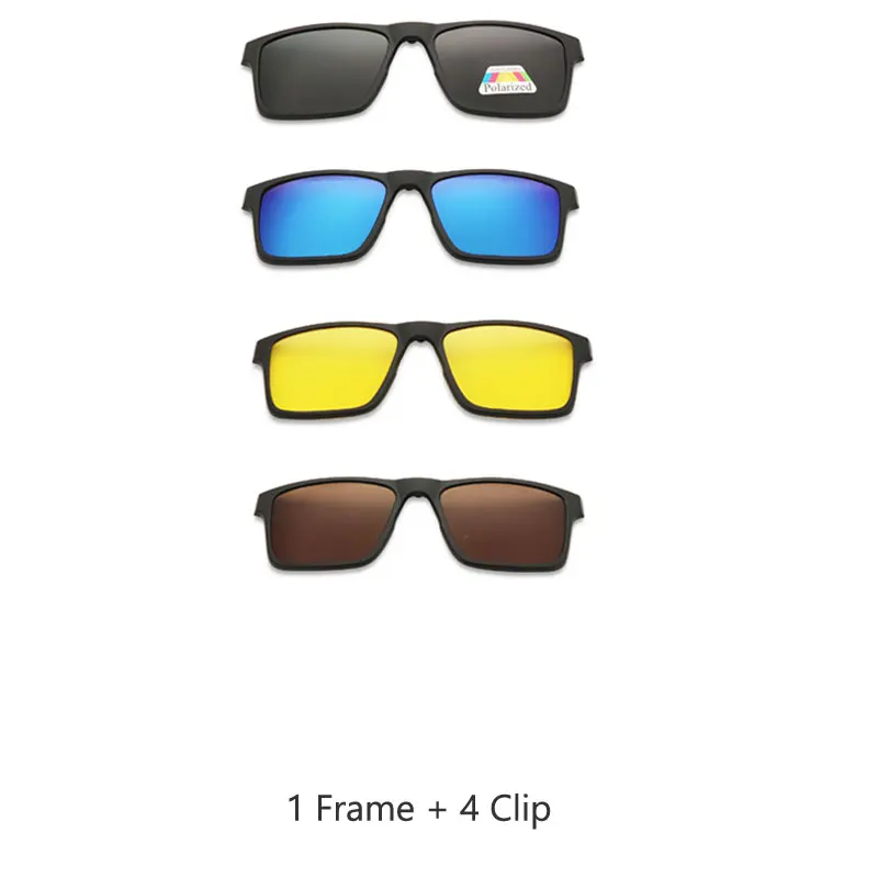 1 Frame 4 sun cover Винтажные поляризационные мужские Солнцезащитные очки женские 5 в 1 Набор очков TR90 оптические оправы по рецепту очки Корректирующие UV40 - Цвет линз: 1 Frame 4 sun cover