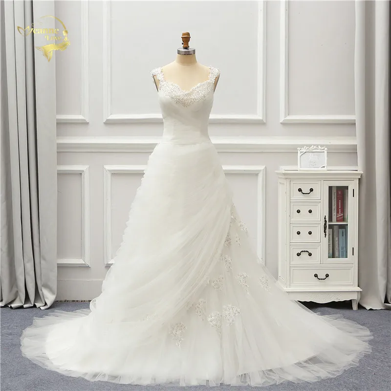 

Jeanne Love Tulle Wedding Dress 2020 Lace Robe De Mariage A Line Sweetheart Vestido De Noiva Brida Beads Plus Size Wedding Gowns