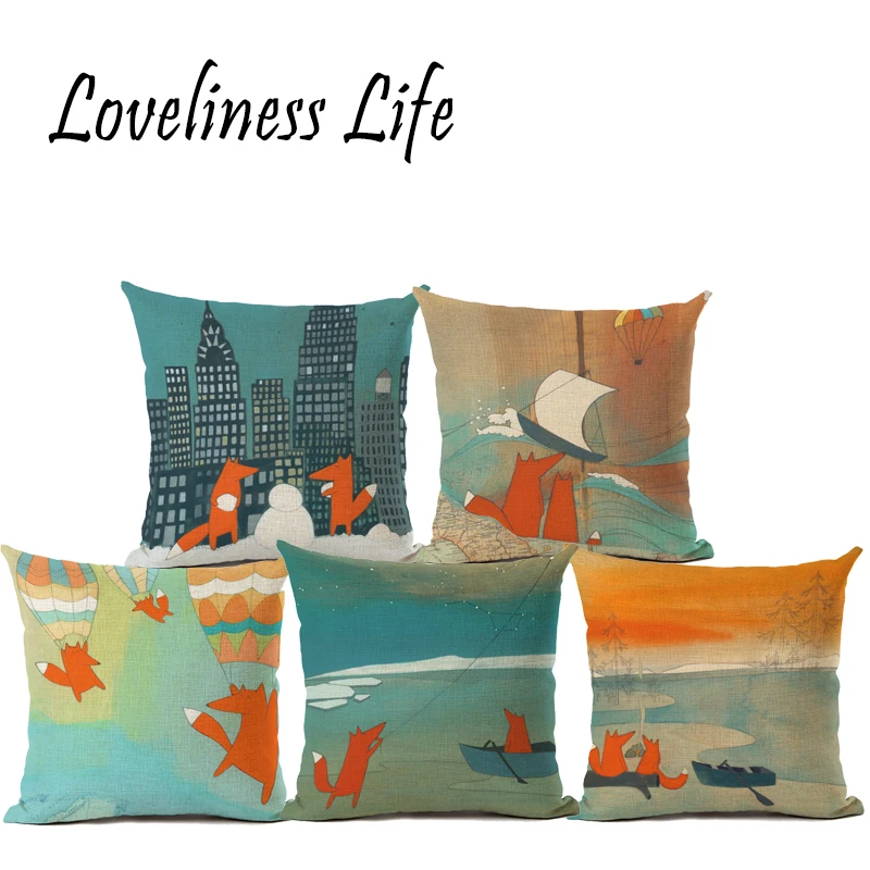 Новый квалифицированный чехол для подушек с красной лисой декоративная