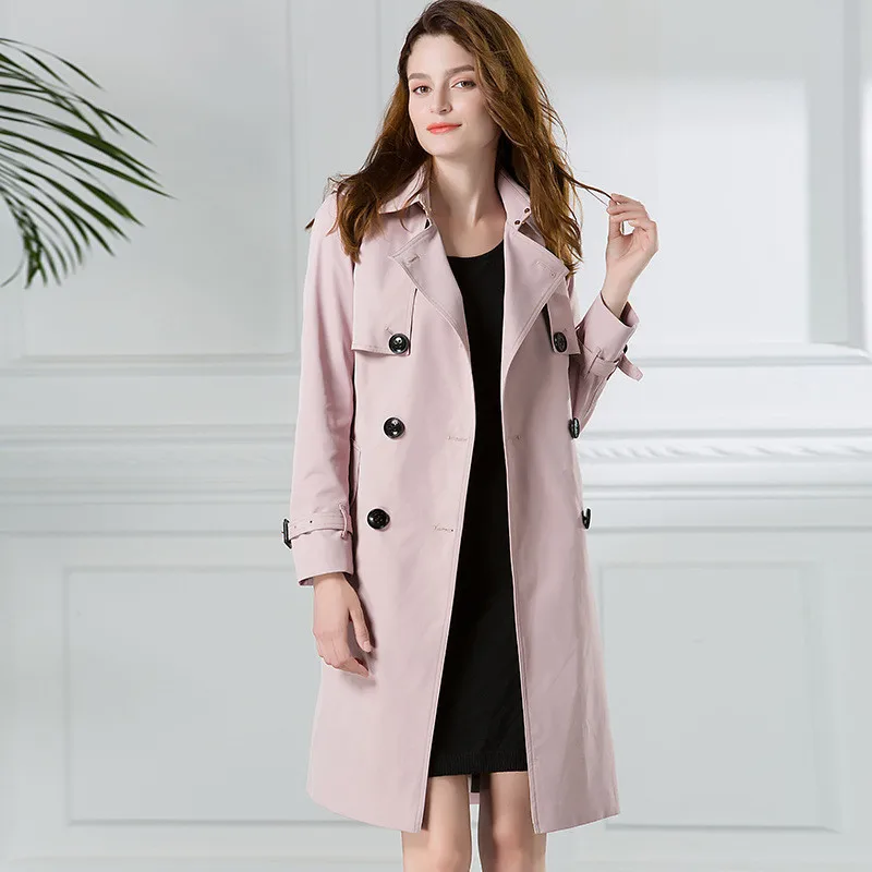 Pink Высокое качество, Тренч,, Женская Весенняя Осенняя ветровка, модное водонепроницаемое пальто, плюс размер, Тренч, Женский Топ OKXGNZ H311 - Цвет: Pink