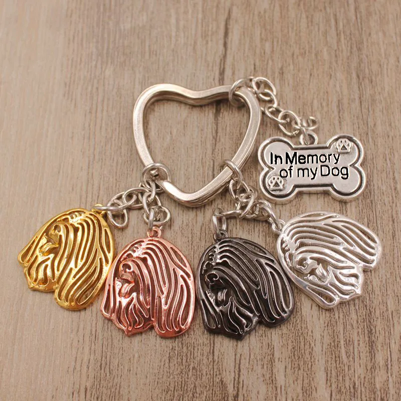 Брелок для ключей женщин и мужчин милый Тибетский терьер животное позолоченный